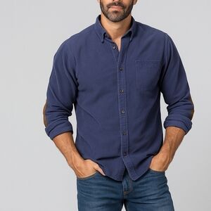 J. Crew Chamois Elbow Patch Shirt Navy Medium
